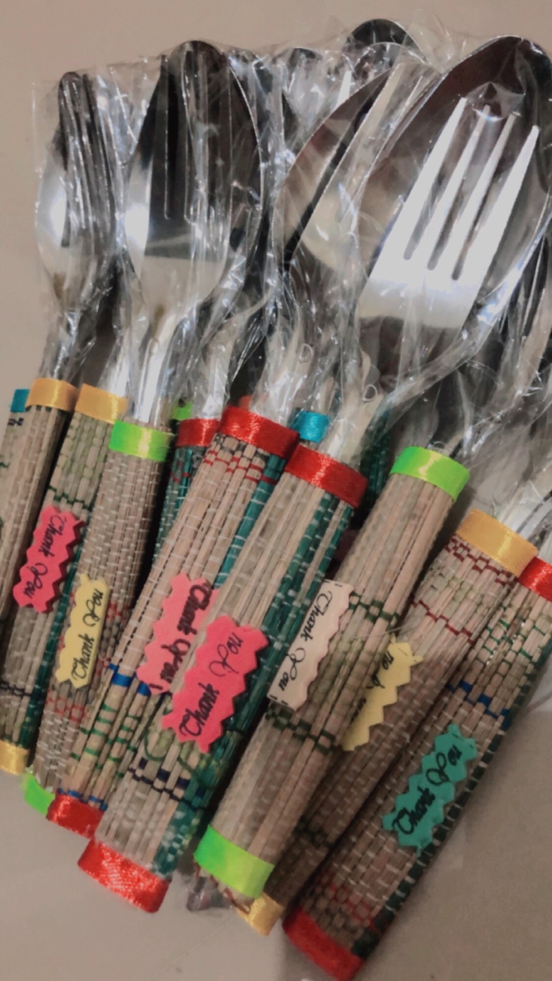 50 Pcs Souvenir Sendok&garpu Makan Kemas Tikar+plastik