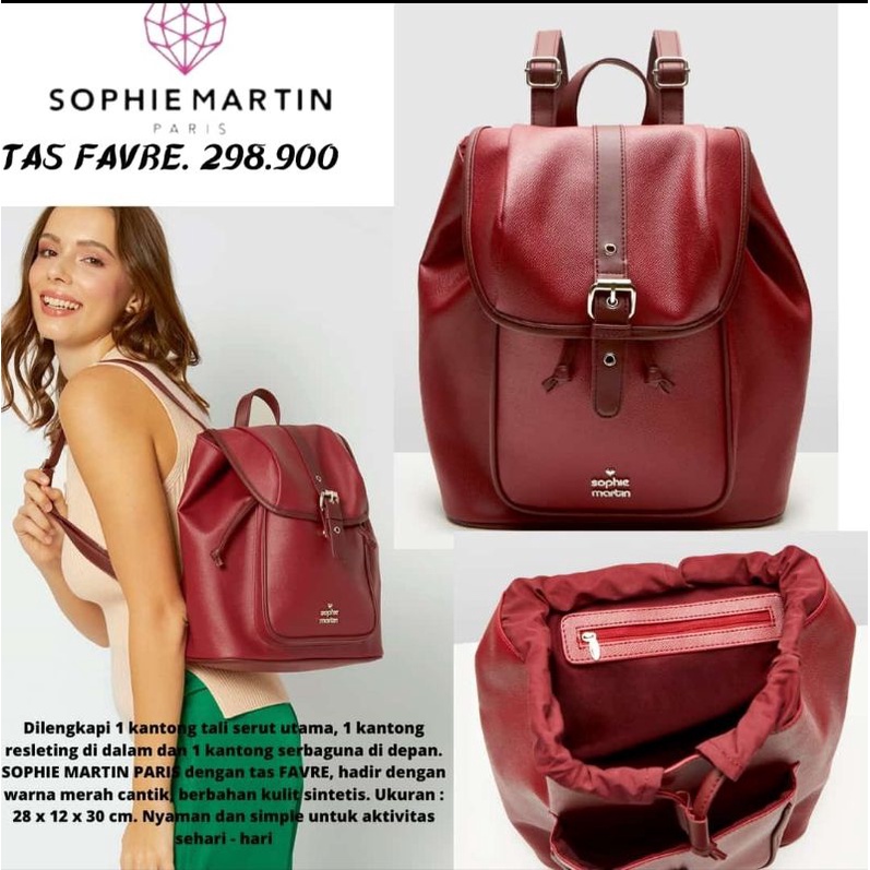 FAVRE BAG TAS RANSEL WANITA SOPHIE MARTIN TAS BACKPACK SOPHIE  PARIS ORIGINAL TAS GEMBLOK WANITA TER