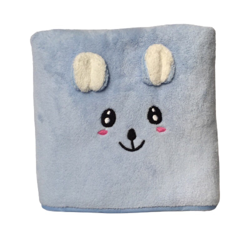 Handuk Bayi Microfiber Sarang Lebah Super Lembut Karakter Bordir Anak 60x120 Baby Towel-BIRU MUDA