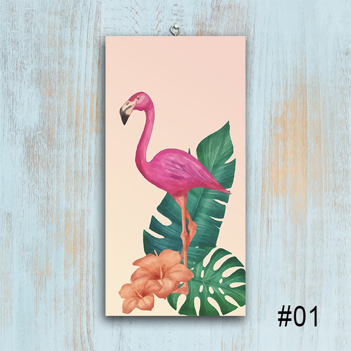  Hiasan  Dinding  Shabby Flamingo  Tropical Dengan Paduan Daun 