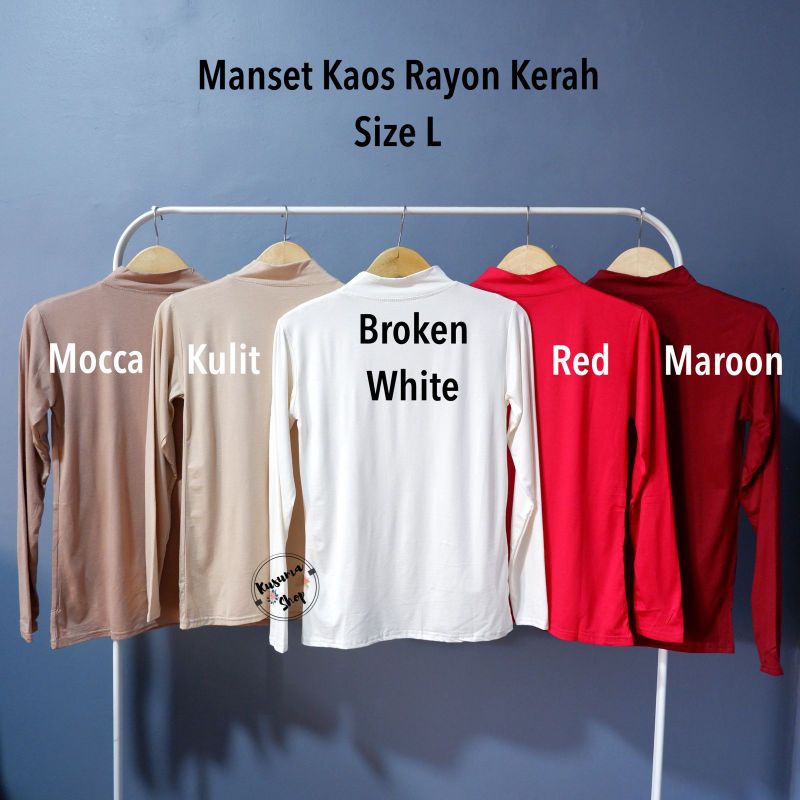 Manset Kaos Rayon Kerah size L Lingkar dada 76cm