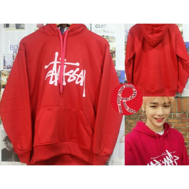 Kang Daniel Stussy Red Hoodie