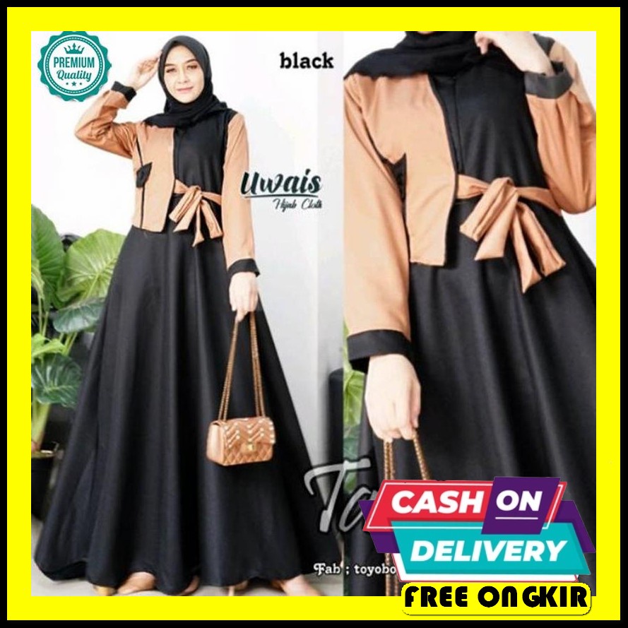 Baju Gamis Drees Stelan Pesta Lengan Panjang Wanita Remaja Dewasa Keki Baju Muslim Modern / Tamera