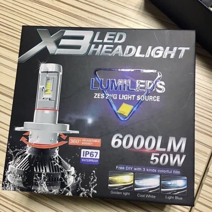 JUAL SPAREPART MURAH Lampu Led H4 Mobil LED Headlight X3 H4 Hi Lo