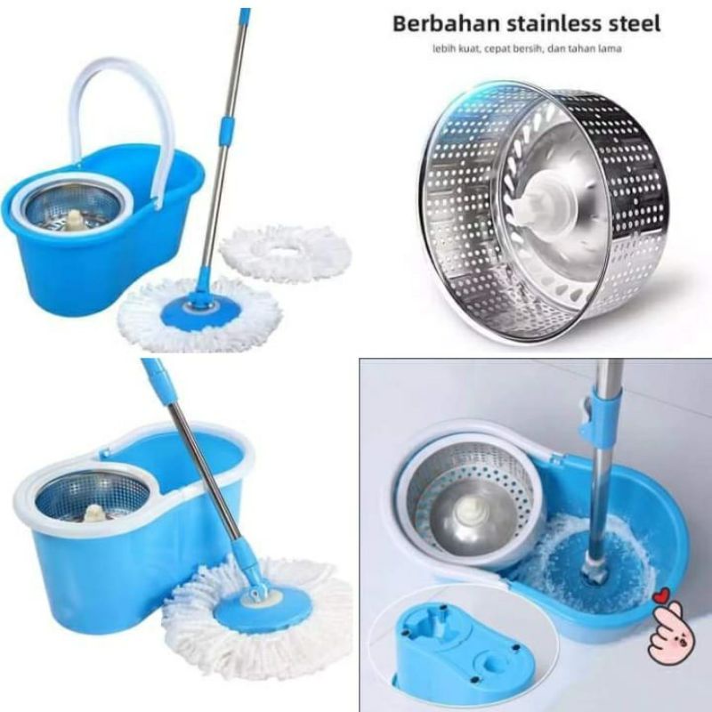 Wonder Magic Mop Stainless Alat Pell Lantai Vanstar Peras Stick Baskom