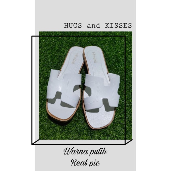 Sandal Original Tawana H Square Polos Import Higt Quality S2-Putih polos