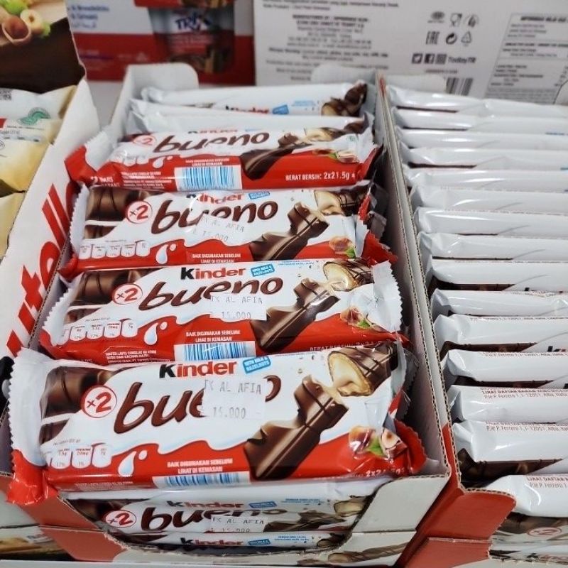 

Biskuit Cokelat Milk & Hazelnut Kinder Bueno isi 2 Bars Batang