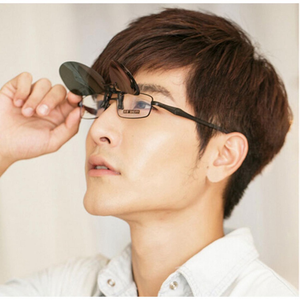 (BISA COD) FTIHSHPLensa Klip Kacamata Clip-on Sunglasses - Y16211