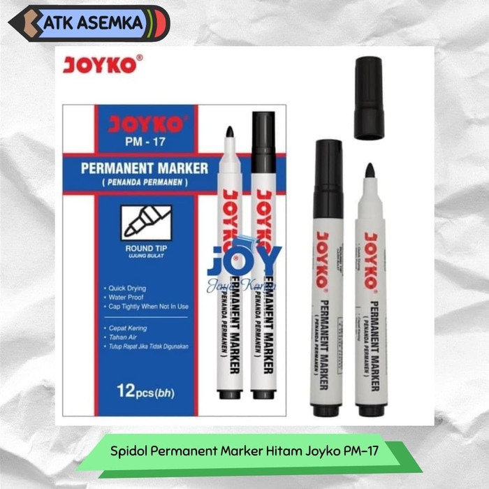 

Spidol Permanent Marker Hitam Joyko PM-17 Atk