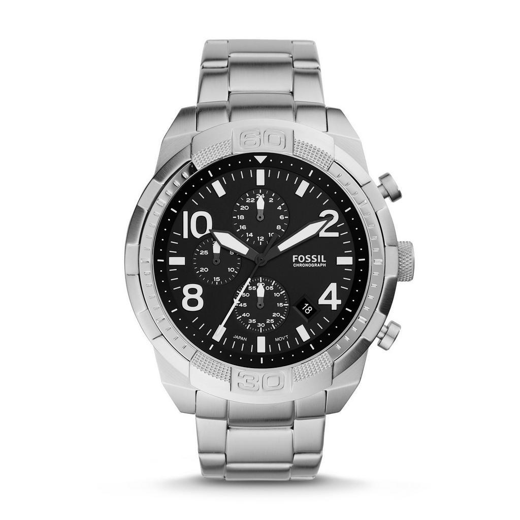 Fossil Bronson Chronograph Silver Stainless Steel Watch-FS5710