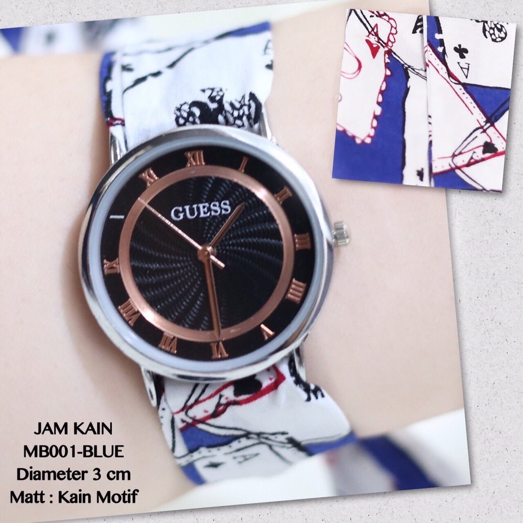 Jam tangan korea wanita tali kain GUESS grosir termurah import model ikat ecer pita MC001
