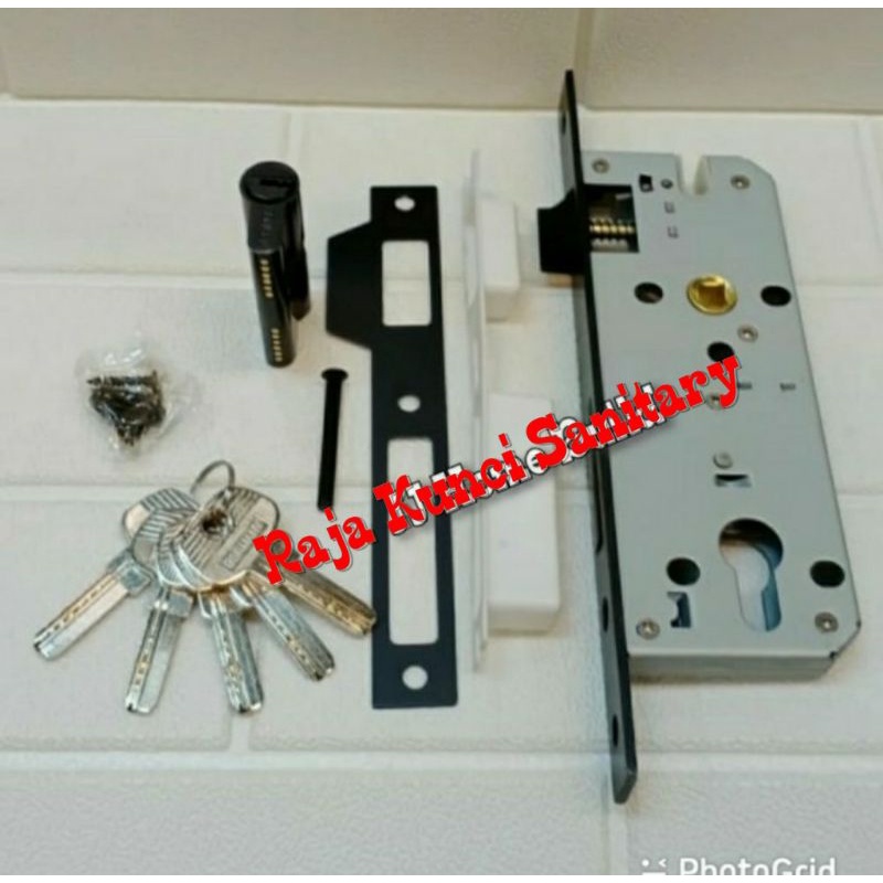 Bodi Kunci Pintu Soligen Lidah Hitam+Cylinder 60mm /Mortise Lock  Soligen Hitam/Black/Kunci Pintu