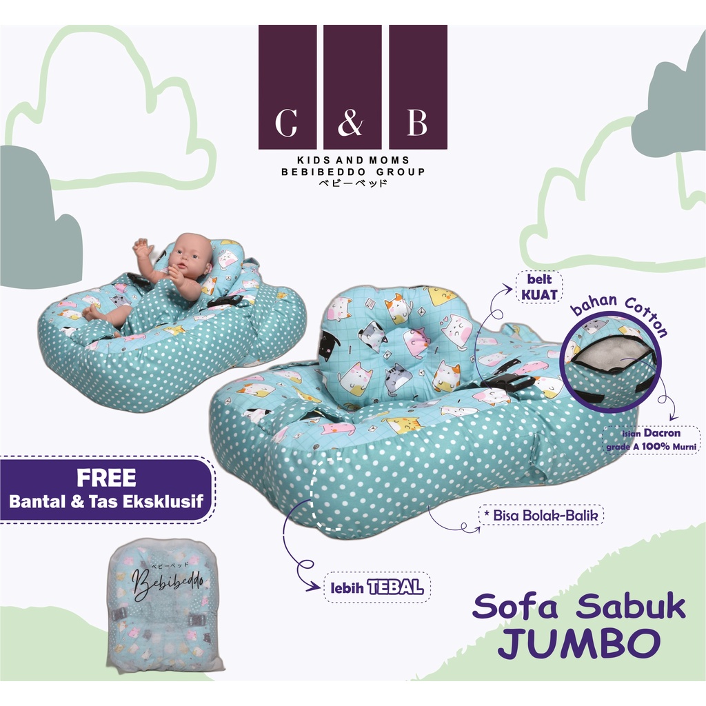 PREMIUM KASUR BAYI MULTIFUNGSI SOFA BAYI DENGAN GESPER SAFETY BELT PREMIUM TEBAL FREE BANTAL PEYANG CROWN