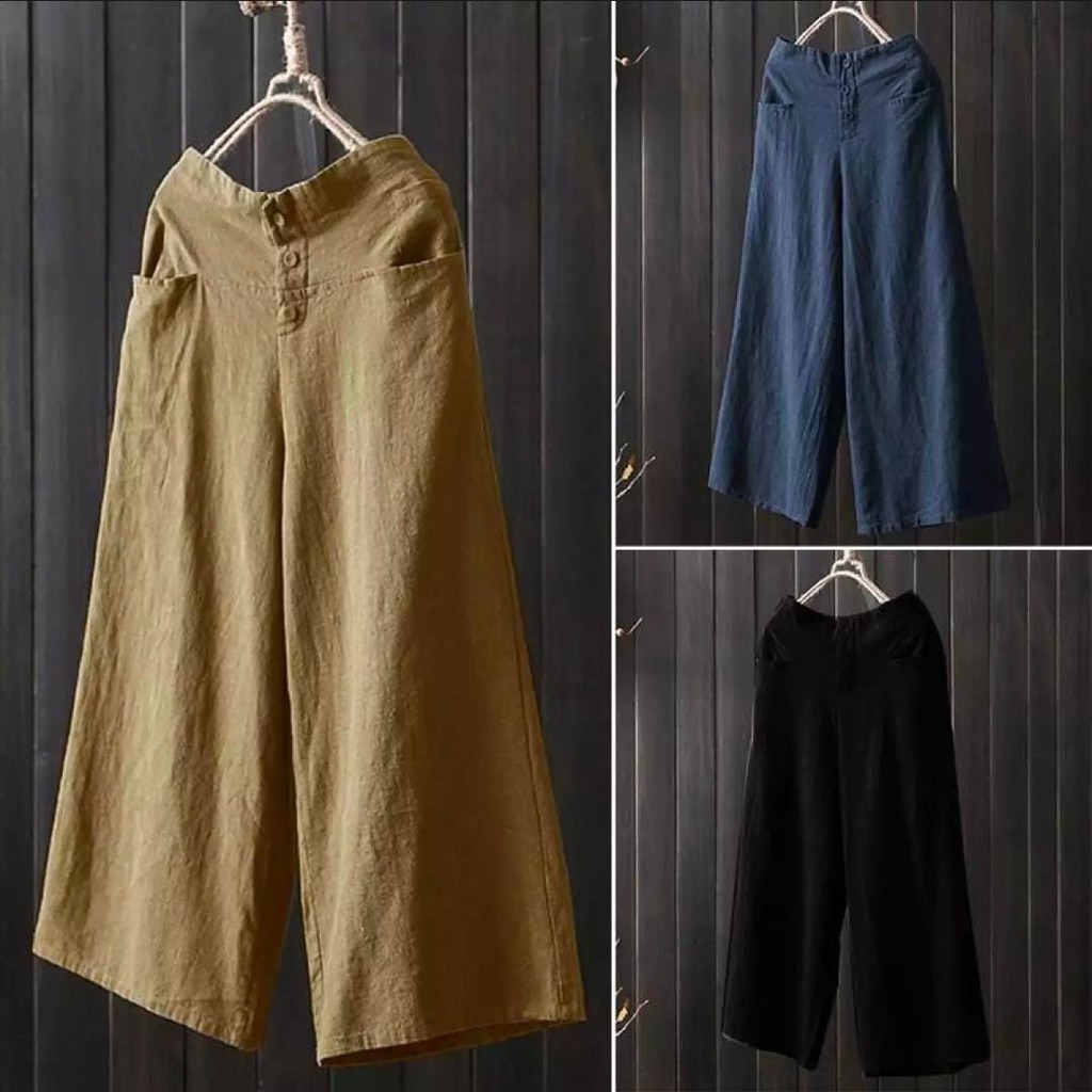 ZANZEA KULOT KOREA / CELANA PANJANG WANITA LINEN PREMIUM / CELANA KULOT WANITA IMPORT