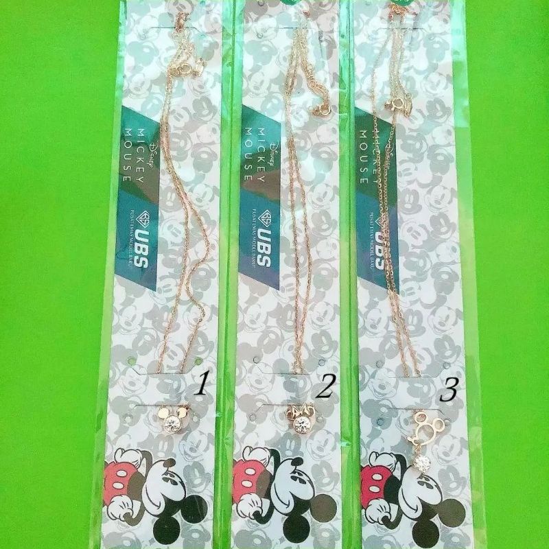 Kalung kepala mickey minnie bandul mata UBS kadar 375 8K