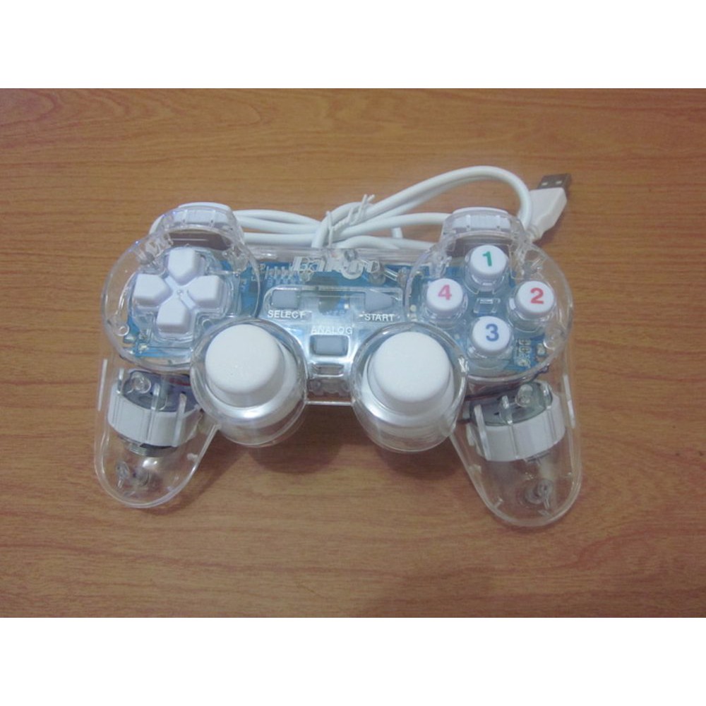 GAMEPAD SINGLE TRANSPARAN GETAR TURBO JOYSTICK ANALOG CONTROLLER PC MONO SHOCK JOYPAD BALENO
