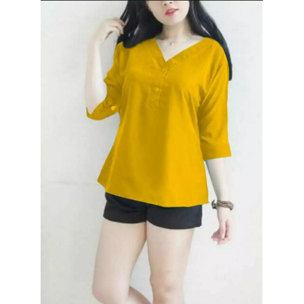 Blouse Wanita Catlyn Bahan Mosscrepe-Kuning, L