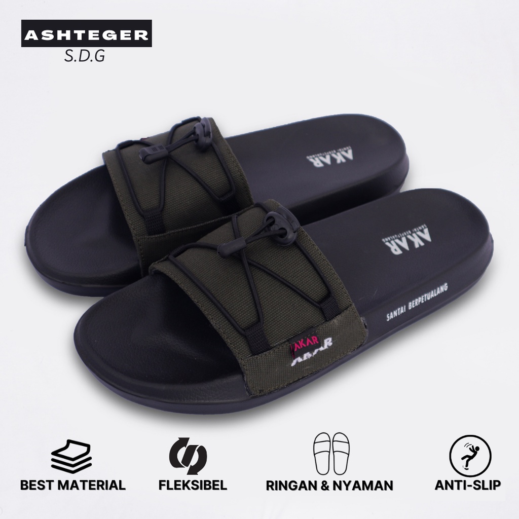 Sandal Slide Pria dan Wanita Terbaru Slide On Distro Sandal Slippers Sendal Anti Licin Selop Ringan Akar Army Kekinian Murah