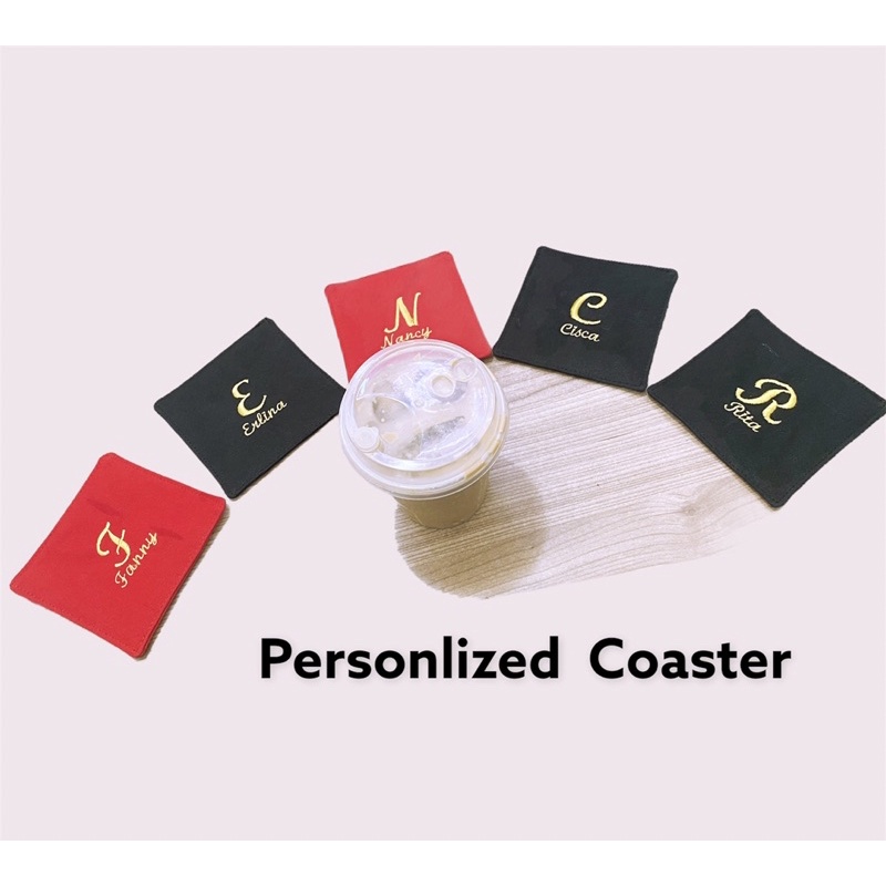 Fawn’G Handmade - Personalized Coaster Tatakan Gelas Bordir Nama