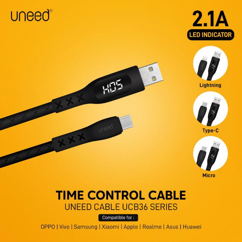 Kabel Data Micro USB QC 3.0 Fast Charging / UNEED Time Control Cable Data 2.1A