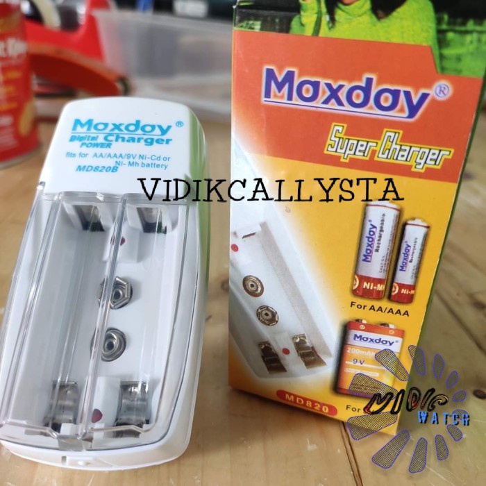 Cas Asli untuk Baterai A2 A3 9V Charger AA AAA 9V maxday 2 slot