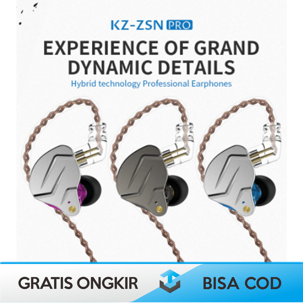 EARPHONE BASS STEREO ORIGINAL KZ-ZSN PRO WITH MIC - EARPHONE GAMING HP - EARPHONE KNOWLEDGE ZENITH