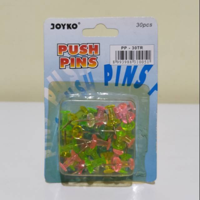 

Push Pins ( Paku Kertas ) Joyko Pak PP-30TR Isi 30 Pcs