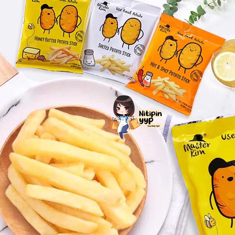 [HRG PER PACK] Master Kim REAL POTATO Stick Snack - Keripik Kentang Malaysia - Honeybutter / HotSpicy / Salted French Fries Snack - Kerupuk Kentang Asli Jagabee (70-80gr)