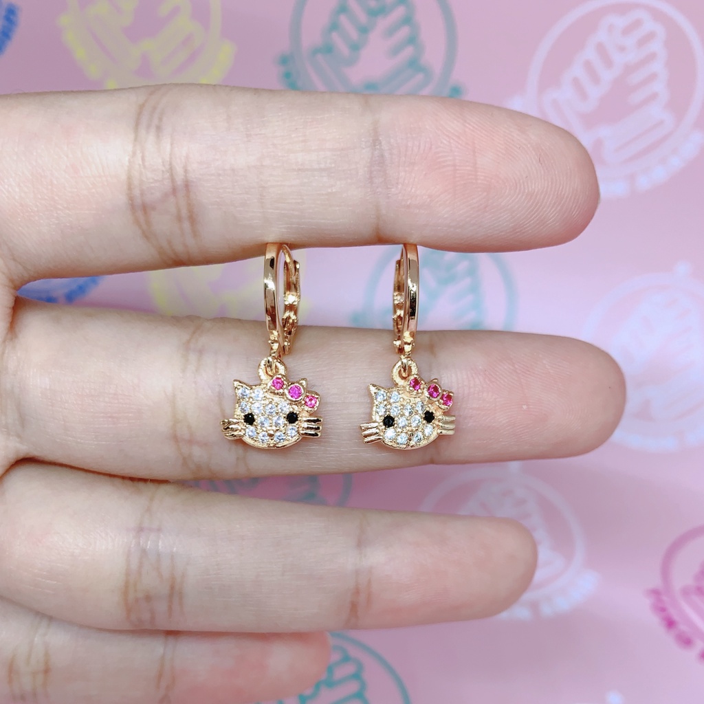 Xuping Anting Anak Perempuan Anti Karat Model Clip Permata Meow 10