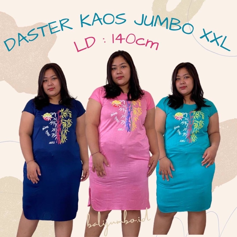 DASTER BALI JUMBO LD MAKS 140CM MUAT BB 100KG BIG SIZE BAHAN KAOS JERSEY ADEM MELAR