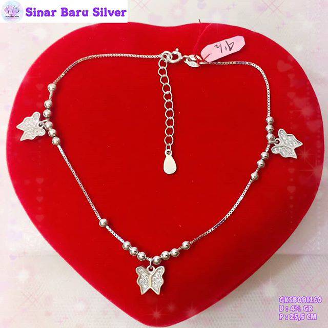 SinarBaru GelangKaki Silver925 kupukupu/gembok/lonceng gelangkaki perak