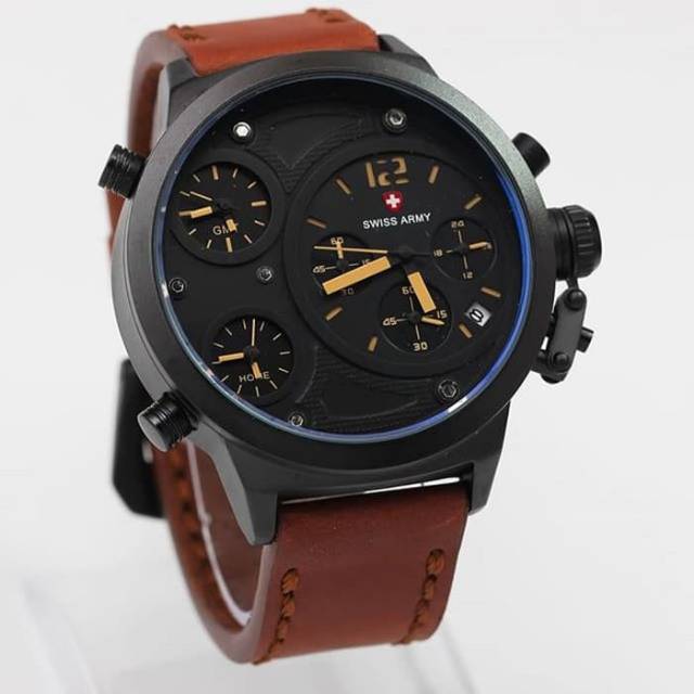 Jam Tangan Pria S.A E6396 Tripel Time Tali Kulit - Jam Tangan Tripel Time Tali Kulit - Jam Pria