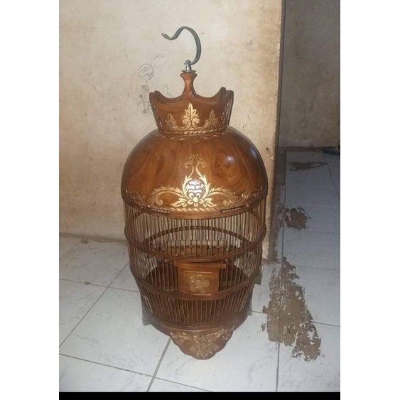 sangkar perkutut kubah jati ukir cukit