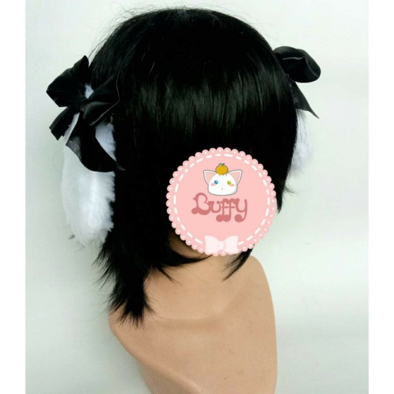 hairclip floppy bunny ear lace lolita harajuku cosplay animal white rabbit kelinci buffy kawaii