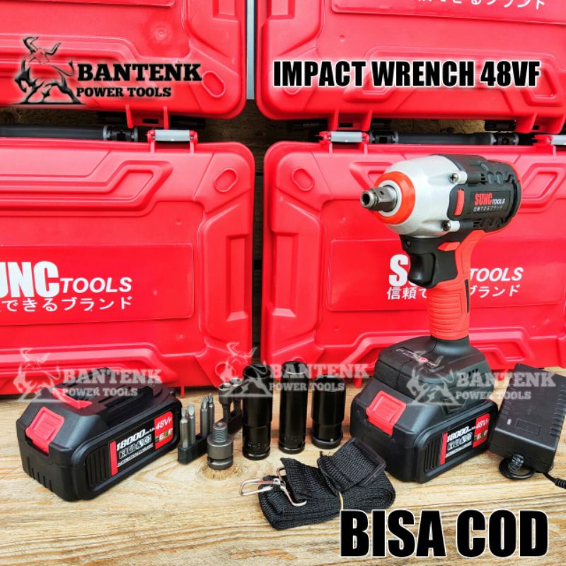 MESIN BOR IMPACT WRENCH CORDLESS 48V SUNC TOOL (FULL) BOR BUKA PASANG BAUT RODA, CVT. BOR IMPACT BRU