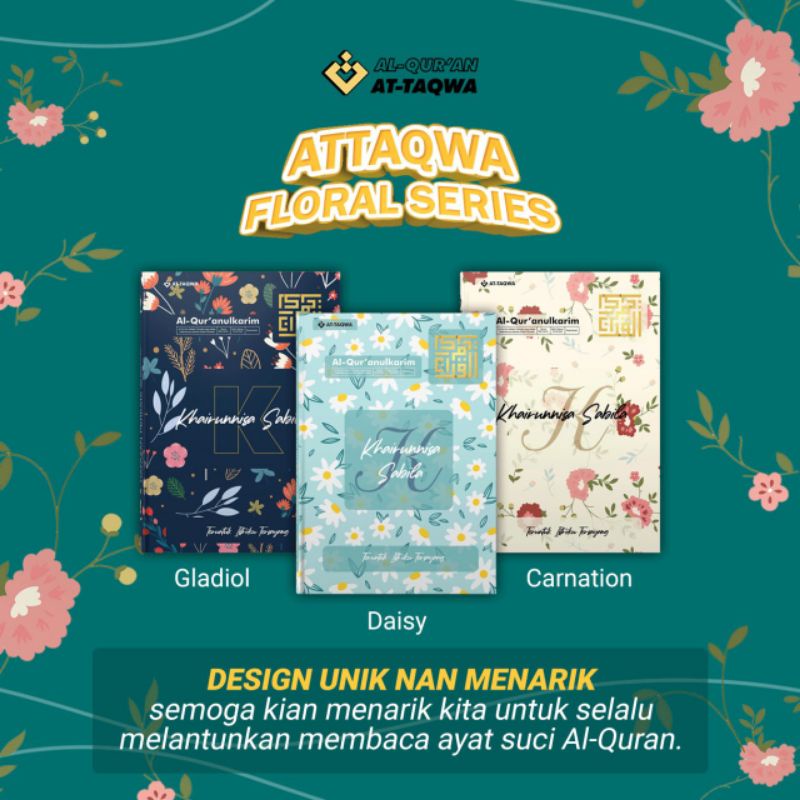 Al-Qur'an At-Taqwa Floral Series | Al-Qur'an Custom Nama Terjemah Perkata Floral Series At-Taqwa