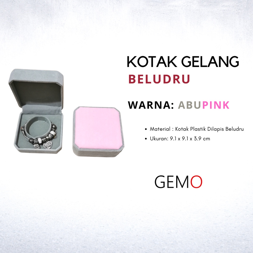 Kotak Perhiasan Warna Abu Pink Beludru Set / Cincin / Liontin / Gelang / Kalung Koye / Jewelry Box Unik Lucu untuk Tempat Wadah Seserahan / Akad Pernikahan / Hantaran Tunangan Harga Paling Murah cocok untuk Aksesoris Emas Berlian/ Perak Permata