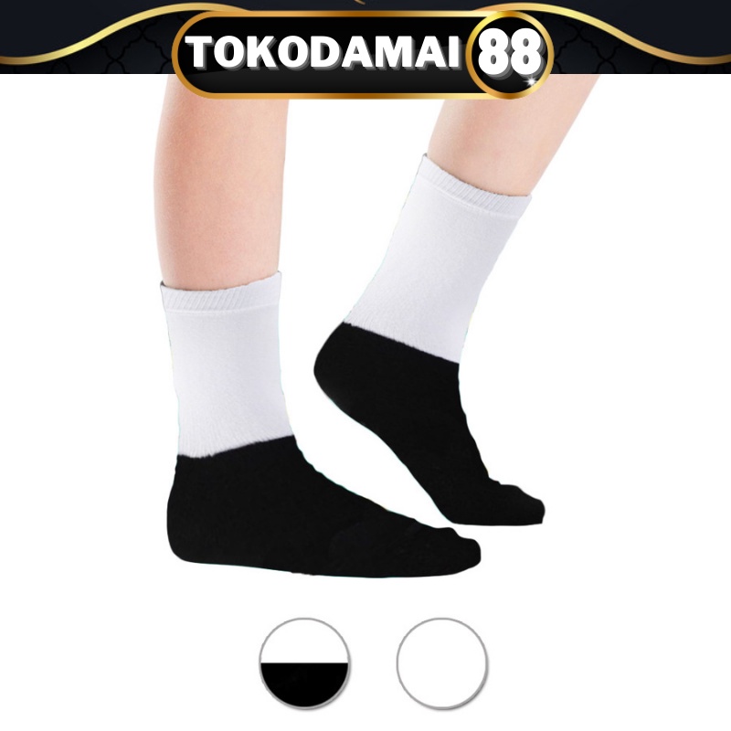 Kaos kaki Sekolah SD SMP SMA Socks Back To School Spandex Hitam Putih Polos