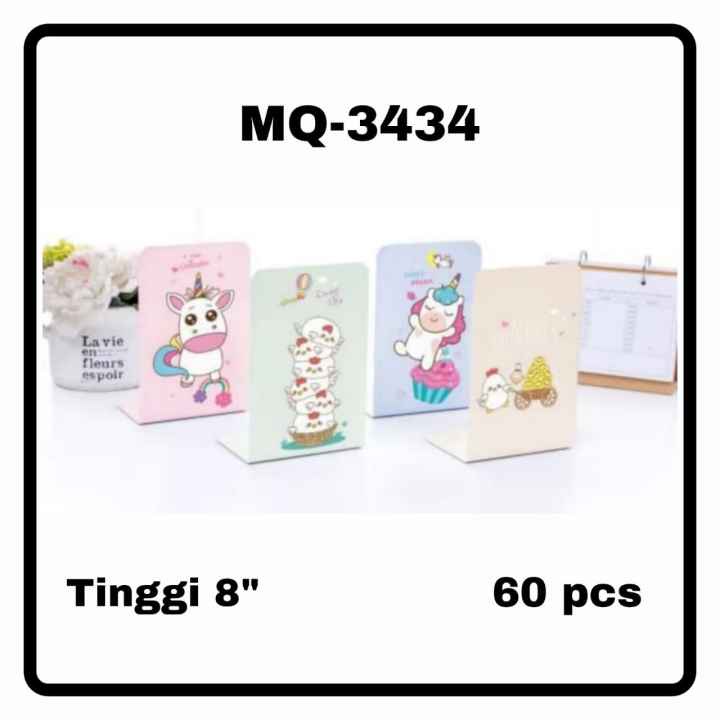 

ROYALE STATIONARY - STAND BOOK / Book END / PEMBATAS Buku MOTIF UNICORN DAN AYAM Bahan Besi dapat 2 pcs