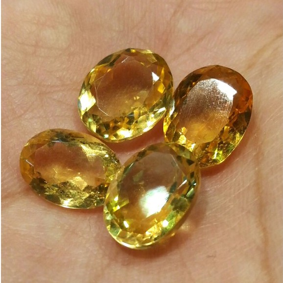 Batu Asli Permata Yellow Citrine Oval Cutting