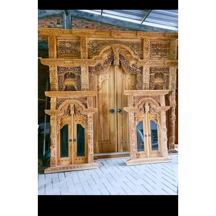 Gebyok Ukir Jati 1,5 M asli jepara/pintu gapura ukir - mentahan berkualitas