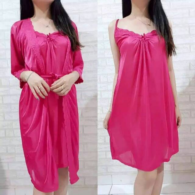 (COD) BAJU TIDUR KIMONO SATIN IMPORT