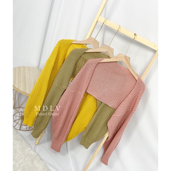 MDLV ~ Outer Futari Rajut Outer Bolero Rajut Women Crop knit Outer Crop Outer Rajut Lengan Panjang Outer Viral Fashion wanita