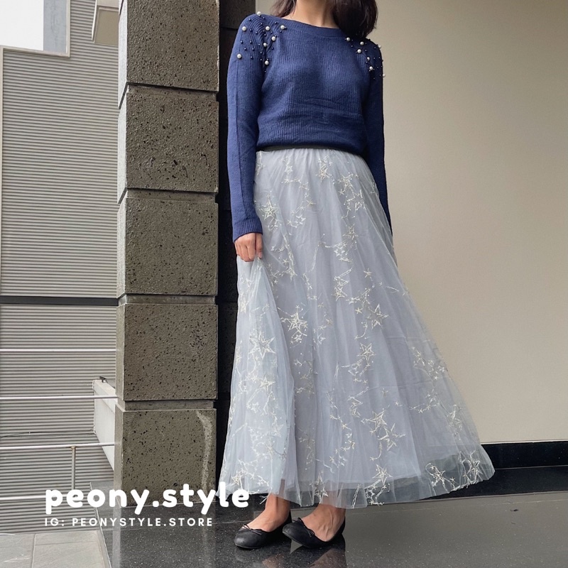 Peony ROK TULLE PANJANG MOTIF GALAXY KOREAN STYLE