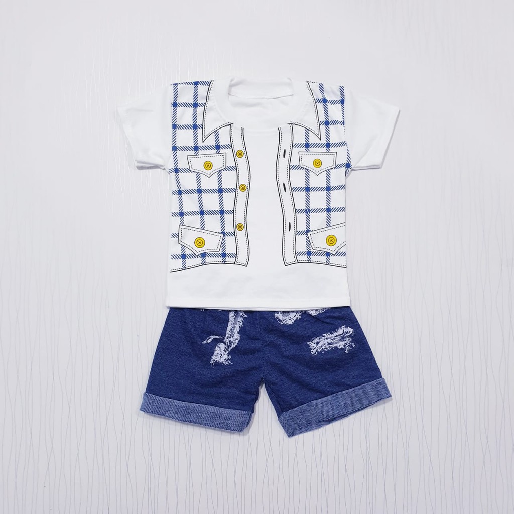 setelan pakaian anak laki-laki  daily / baju bayi casual rompi bahan katun