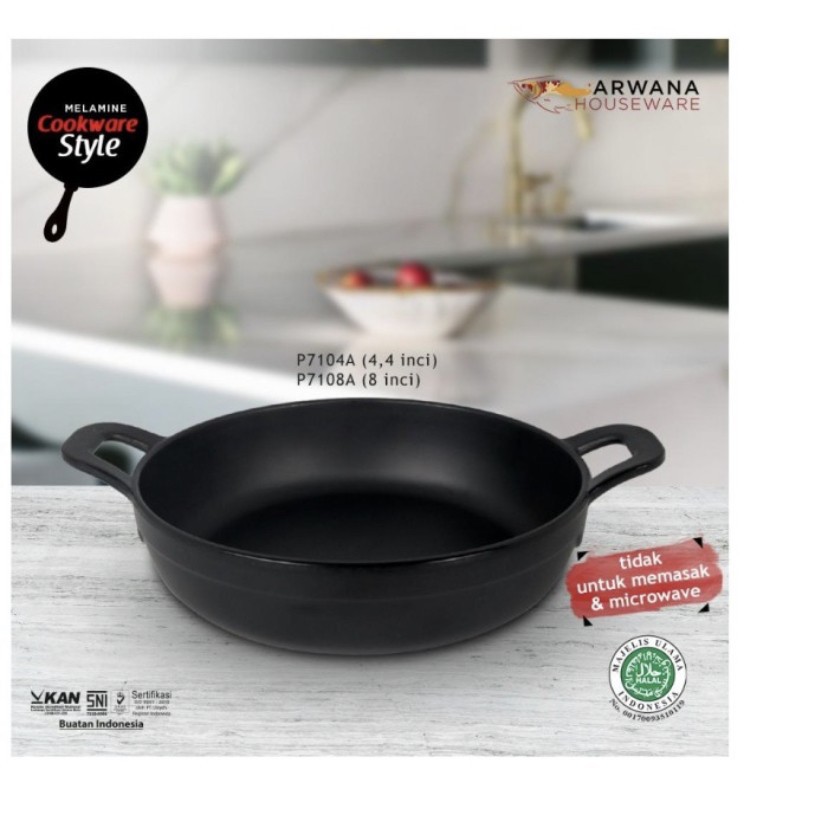 GOLDEN DRAGON PIRING SAJI 4 INCH MODEL PENGGORENGAN GAGANG KUPING MELAMINE P7104A HITAM