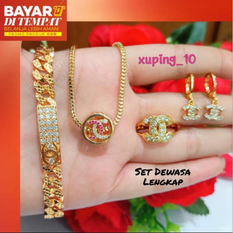 Set Dewasa permata gold logo brand menawan Anti karat