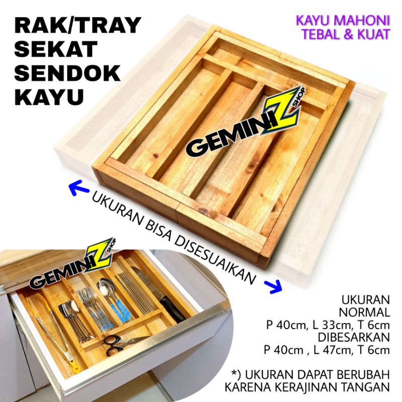 Rak / Tray Sekat Sendok Kayu