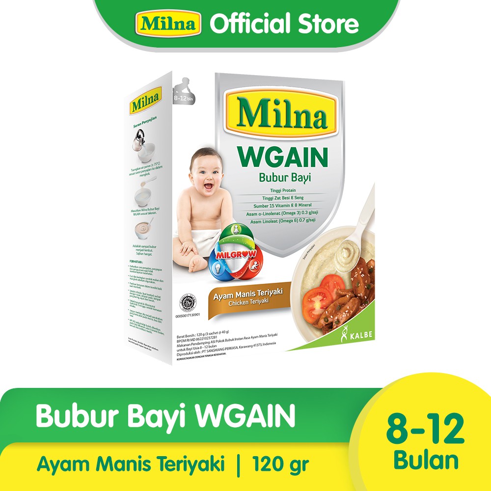 

Milna Bubur Bayi Wgain Ayam Manis Teriyaki 120gr 8+