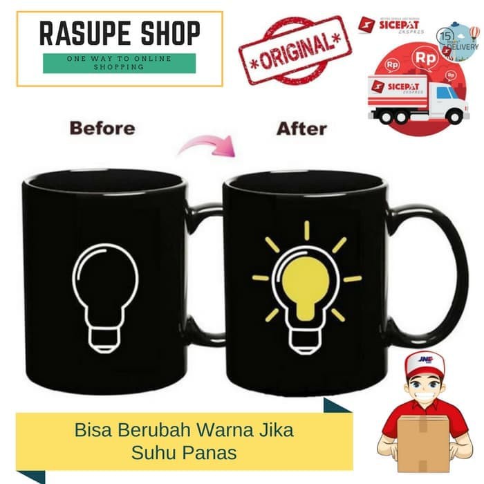 Cangkir Gelas Ajaib Mug Unik Kreatif Led Motif Bohlam